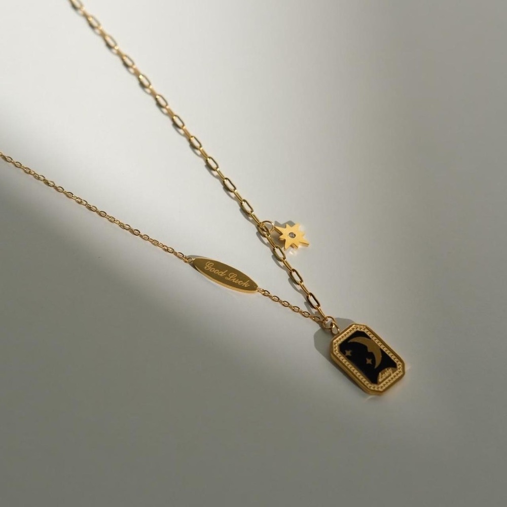 18K Gold Plated Lucky Moon & Star Necklace - Picture 4 of 5